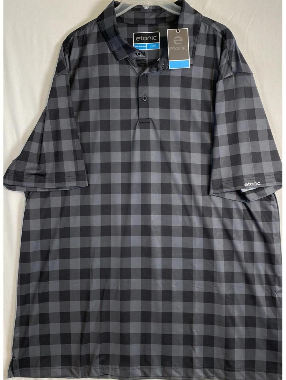 NWT Men's Etonic Golf Polo Shirt Plaid Print - Size 2XL